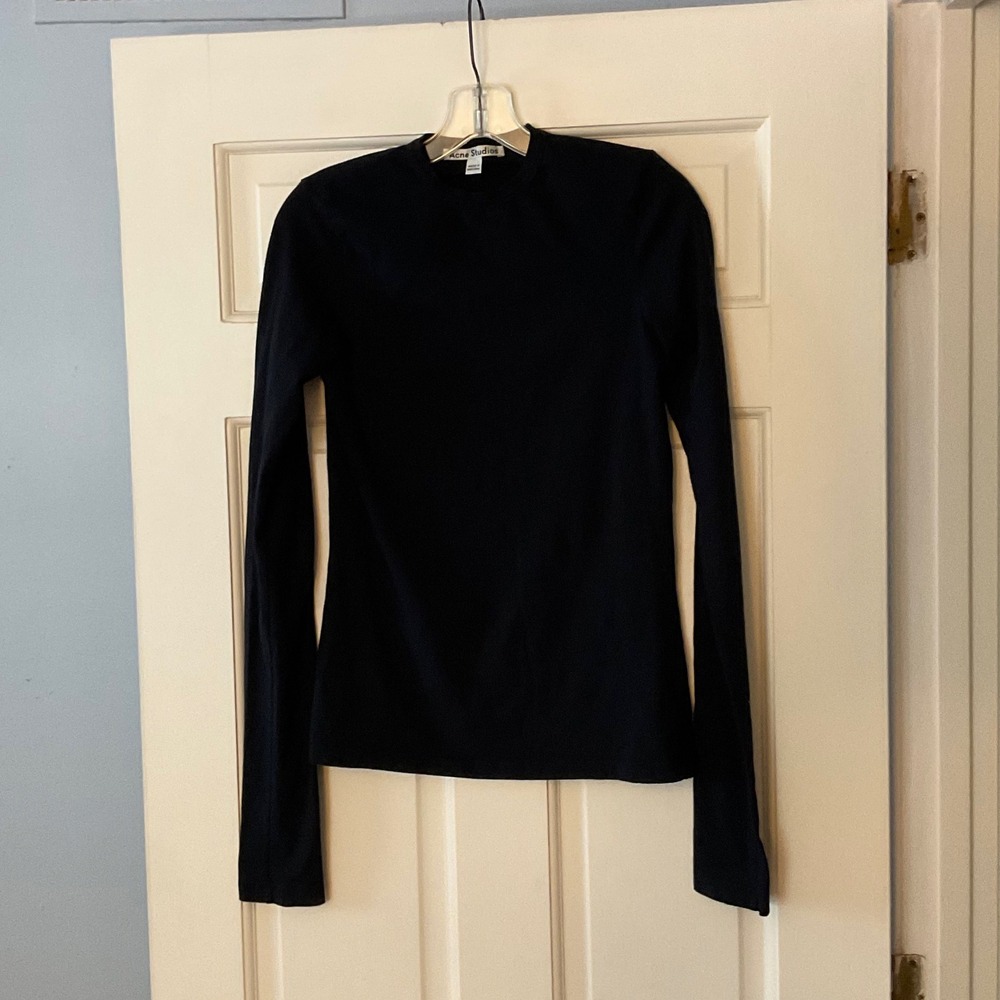 Acne Studios Black Long Sleeve Top Medium Minimalist Scandi Basic Layer Capsule